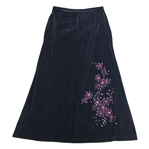 Vintage Studio Women 90s Y2K Dark Fairy Whimsigoth Velvet Floral Sequins Skirt L - Picture 1 of 11